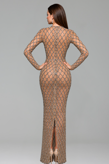 Crystal Lattice Illusion Evening Gown - LAROSABRIDE