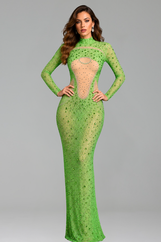 Crystal Cutout Sheath Gown - LAROSABRIDE
