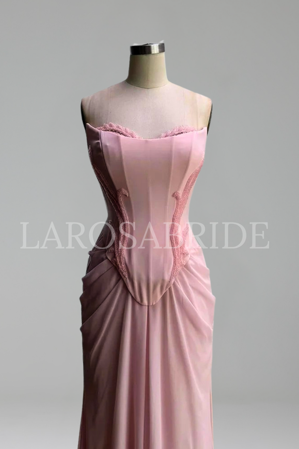 Soft Pink Draped Gown - LAROSABRIDE