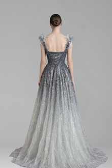 Feather Beaded Formal Gown - LAROSABRIDE
