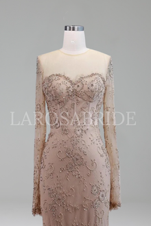 Lace Beaded Mermaid Evening Dress - LAROSABRIDE