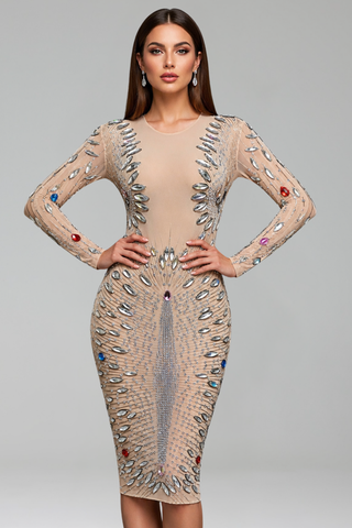 Multicolor Crystal Embellished Mini Dress - LAROSABRIDE