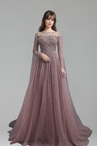 Beaded Cape Dress - LAROSABRIDE