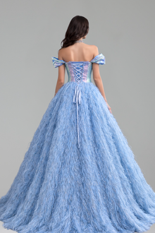 Feather Beaded Ball Gown - LAROSABRIDE