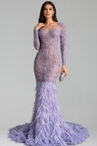 Floral Feather Gown - LAROSABRIDE
