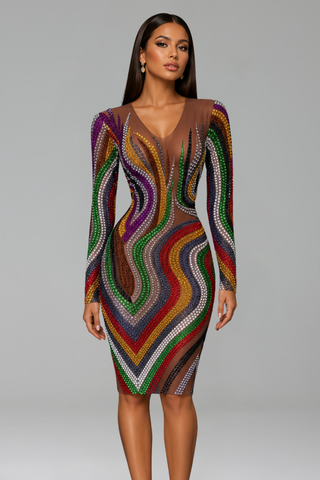 Rainbow Ripple Crystal Dress - LAROSABRIDE