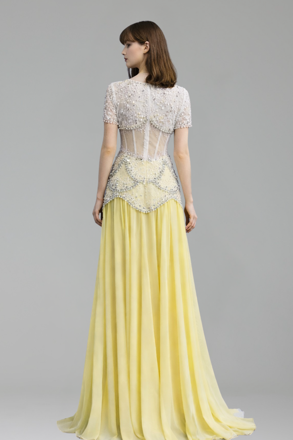 Yellow Pearls A-Line Evening Dress - LAROSABRIDE