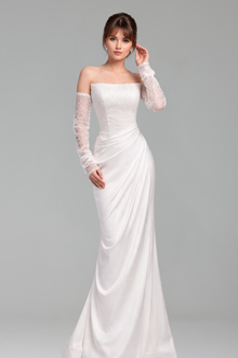 White Beaded With Detachable Sleeves - LAROSABRIDE