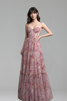 2025 Customized Pink A-Line Ruffle Tiered Prom Dress - LAROSABRIDE