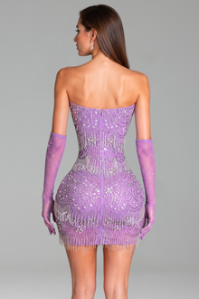 Strapless Embellished Fringe Mini - LAROSABRIDE