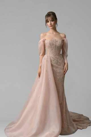 Pearl Beaded Mermaid Dress - LAROSABRIDE