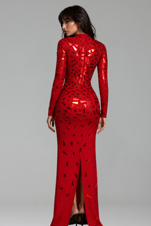 Geometric Mirror Bodycon Gown - LAROSABRIDE