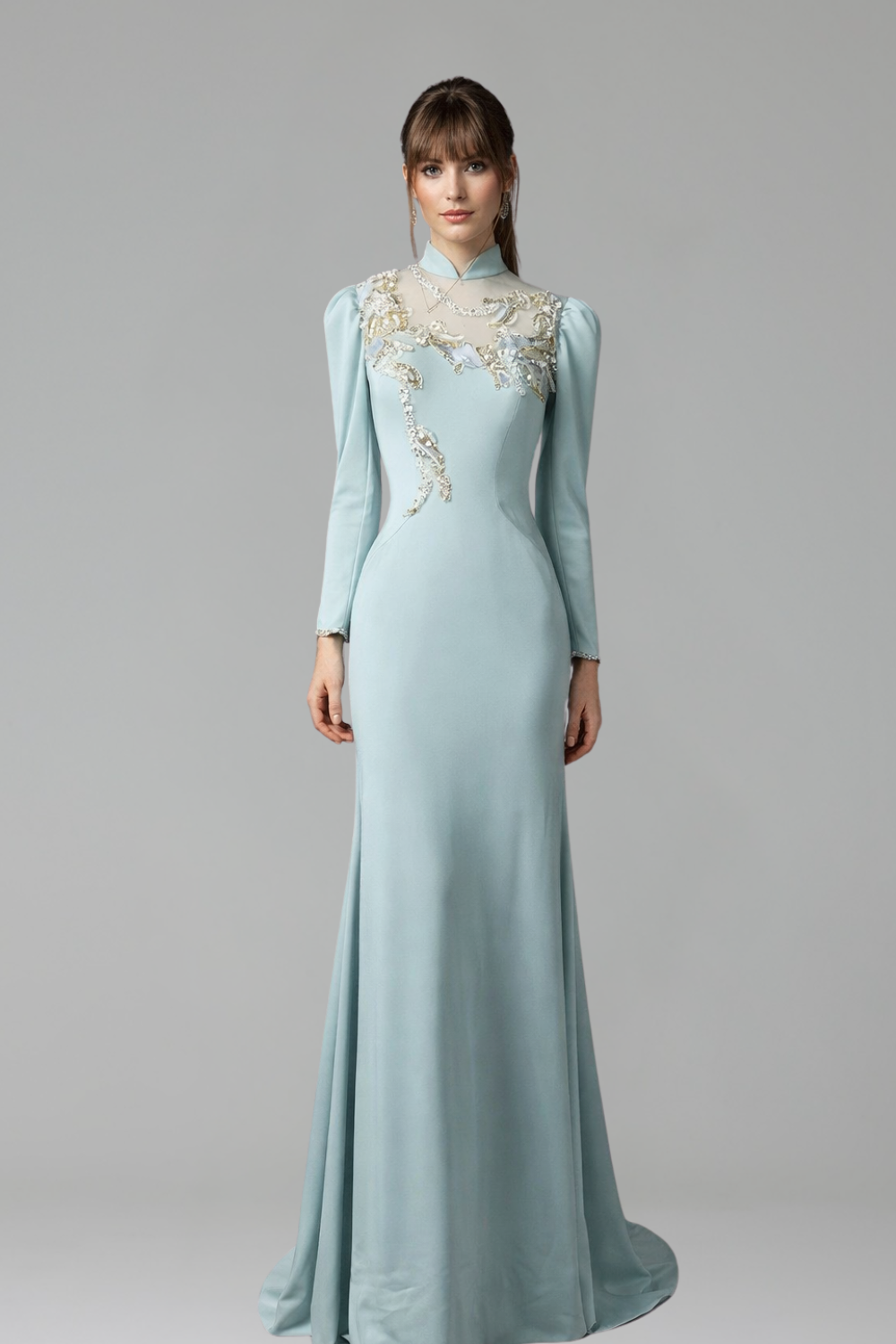 Mermaid Beaded Satin Evening Dress - LAROSABRIDE