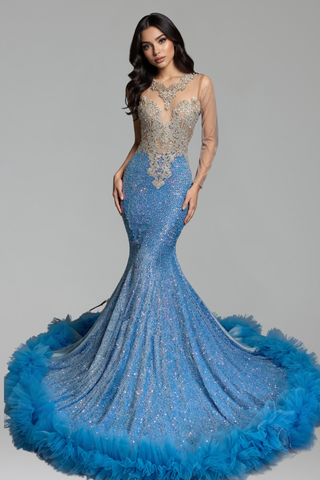 Beaded Bodice Evening Gown - LAROSABRIDE