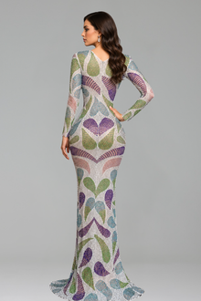 Pastel Beaded Illusion Gown - LAROSABRIDE