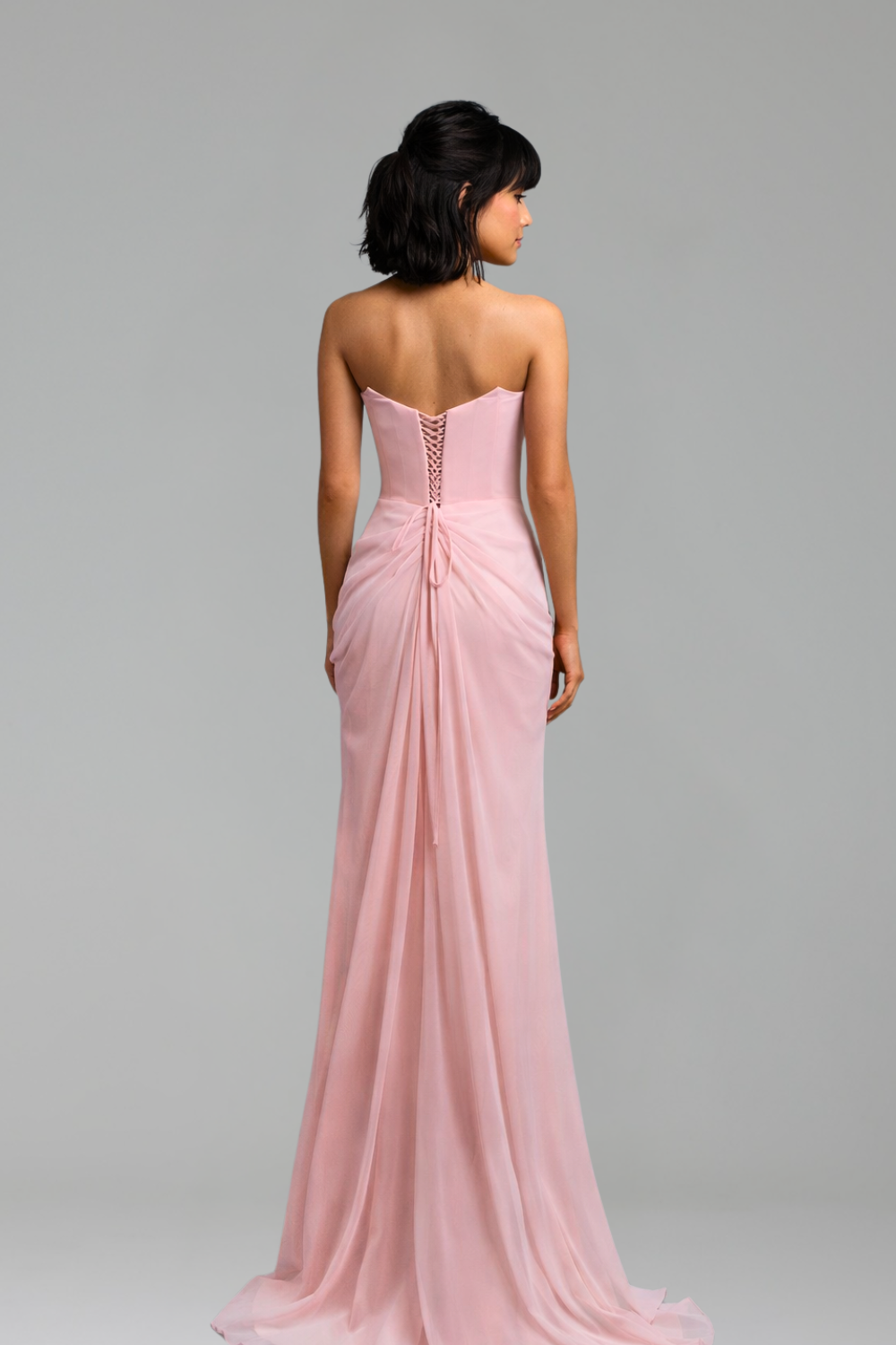 Soft Pink Draped Gown - LAROSABRIDE