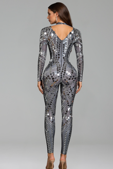 Mirror Crystal Sheer Jumpsuit - LAROSABRIDE