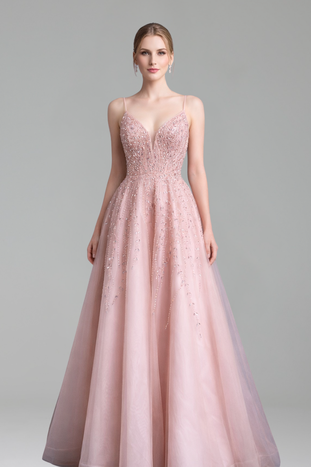 Spaghetti Strap A-Line Gown - LAROSABRIDE