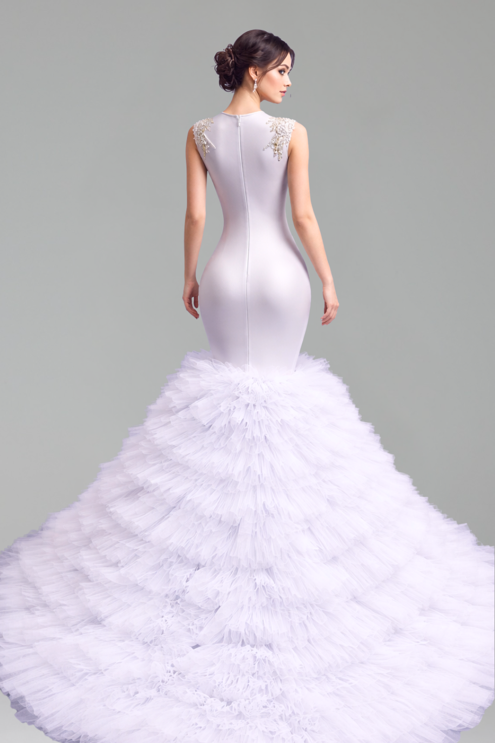 Beaded Illusion Mermaid Evening Dress - LAROSABRIDE