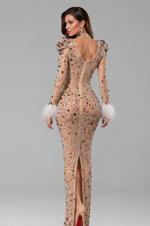 Royal Crystal Feather Gown - LAROSABRIDE
