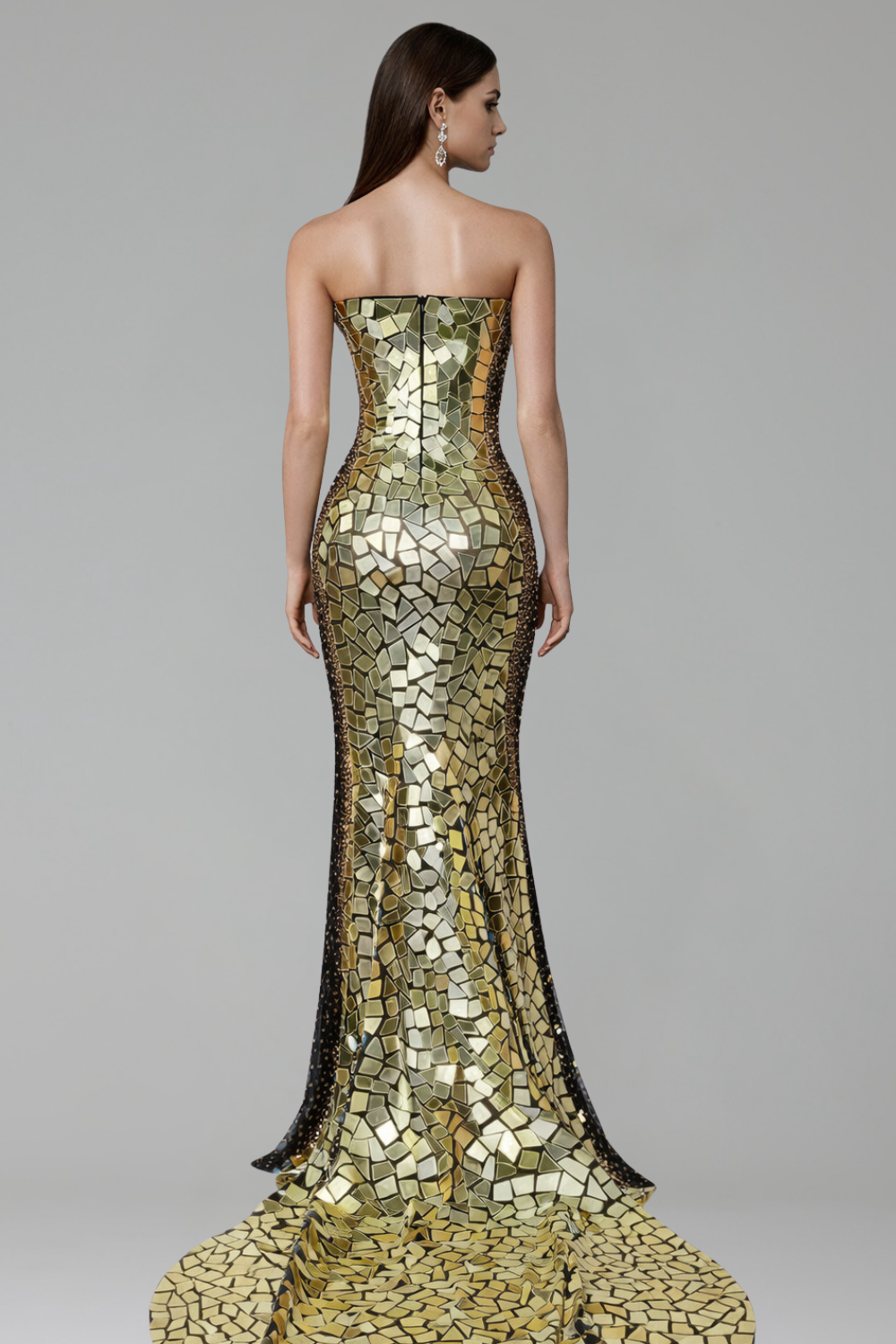Gold Mosaic Mirror Gown - LAROSABRIDE