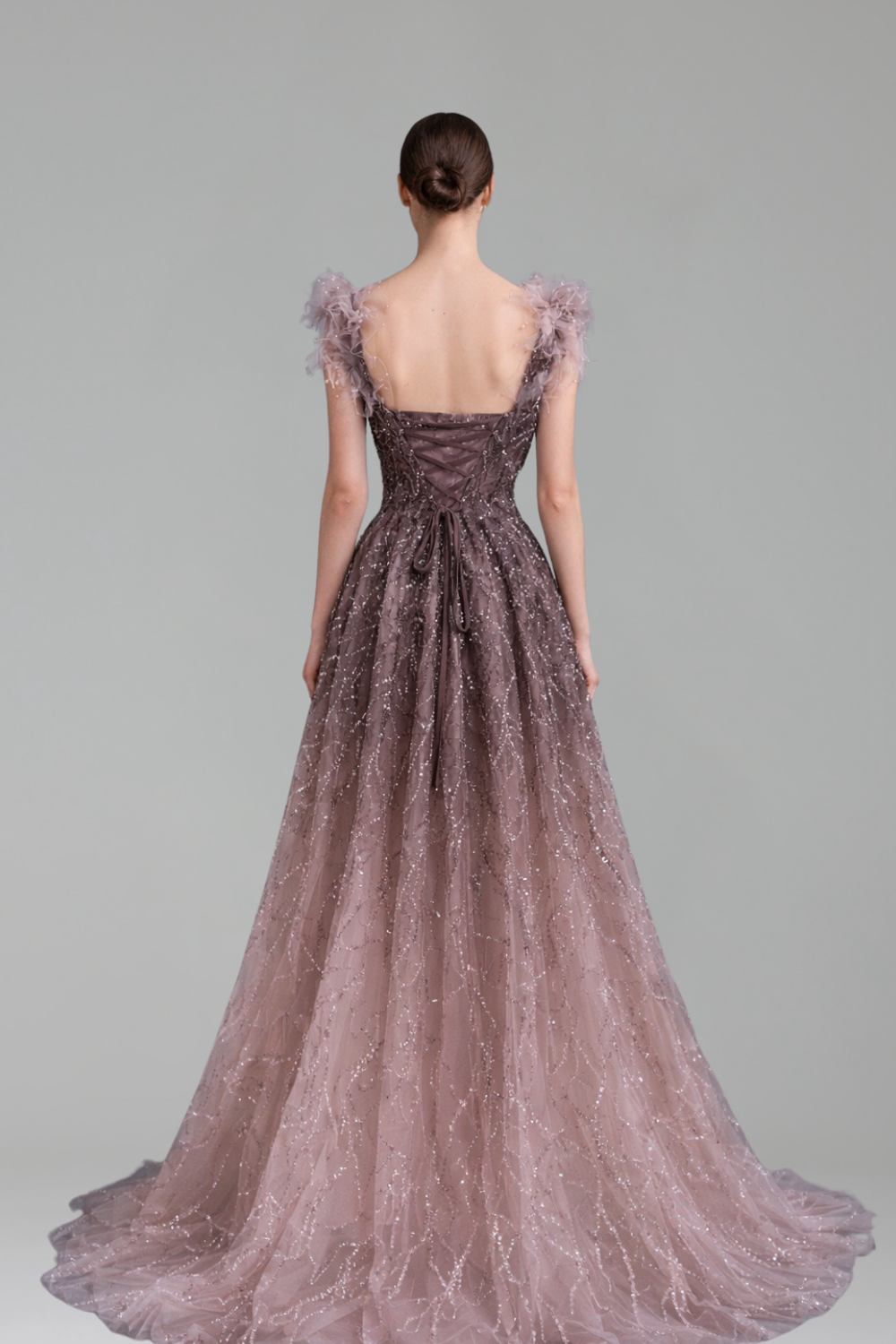 Feather Beaded Formal Gown - LAROSABRIDE