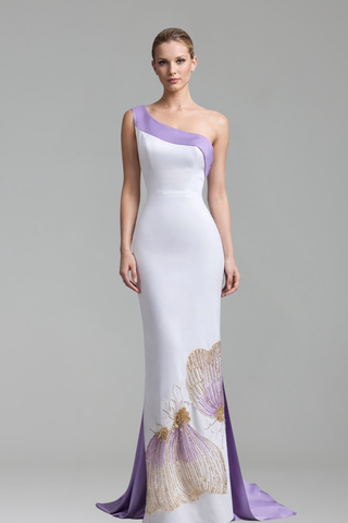 One-Shoulder Butterfly Midi Evening Dress-Larosabride