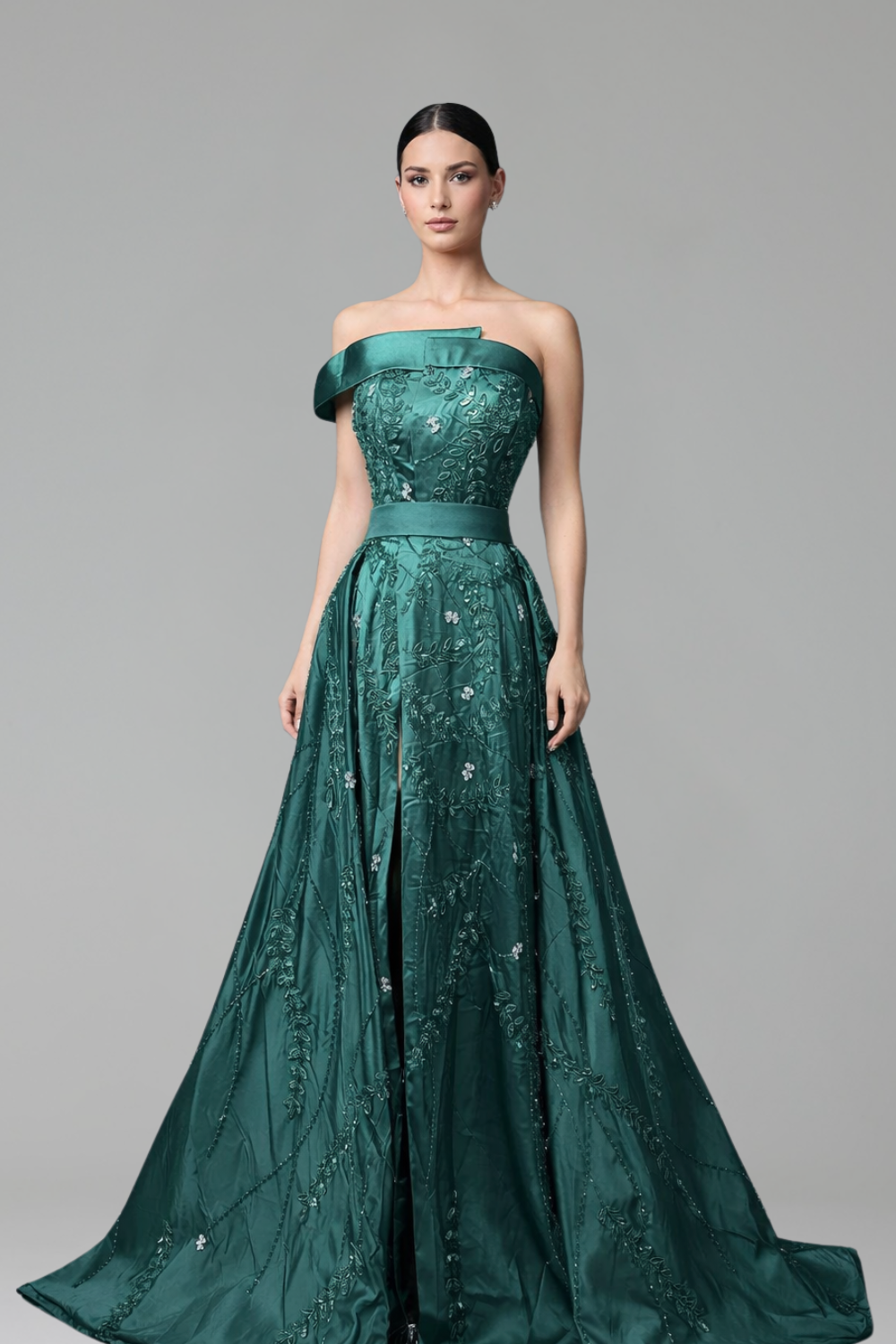 Asymmetric Embroidered Ball Gown-Larosabride