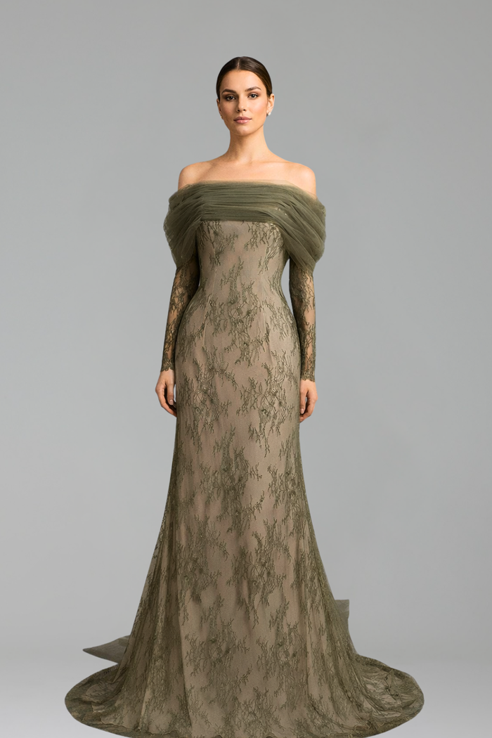 Off Shoulder Lace Mermaid Gown