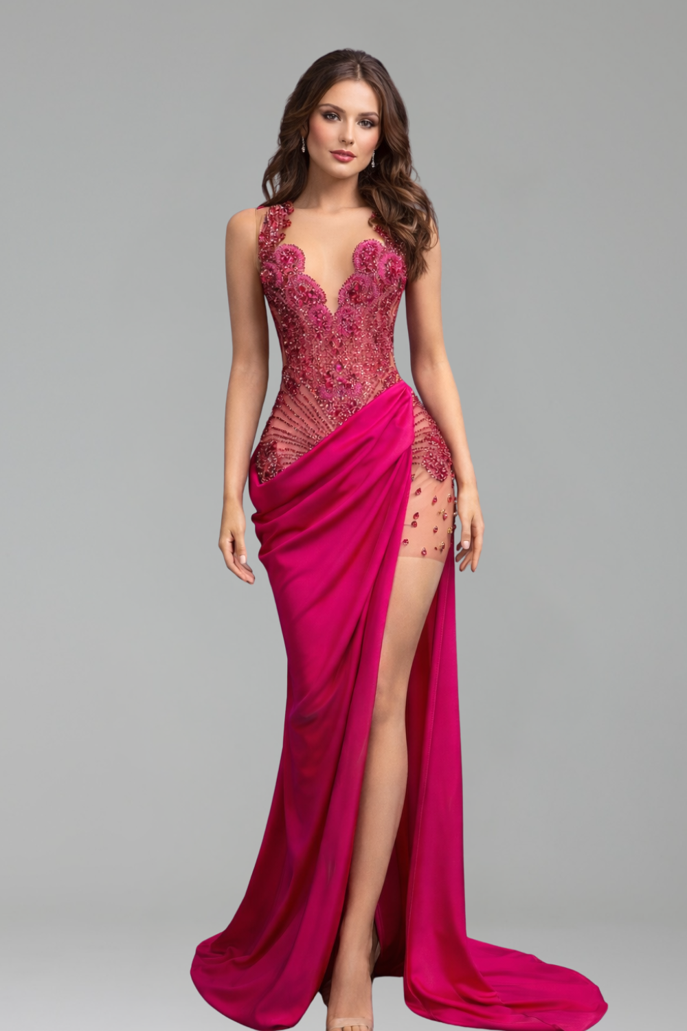 Draped Side Illusion Gown-Larosabride
