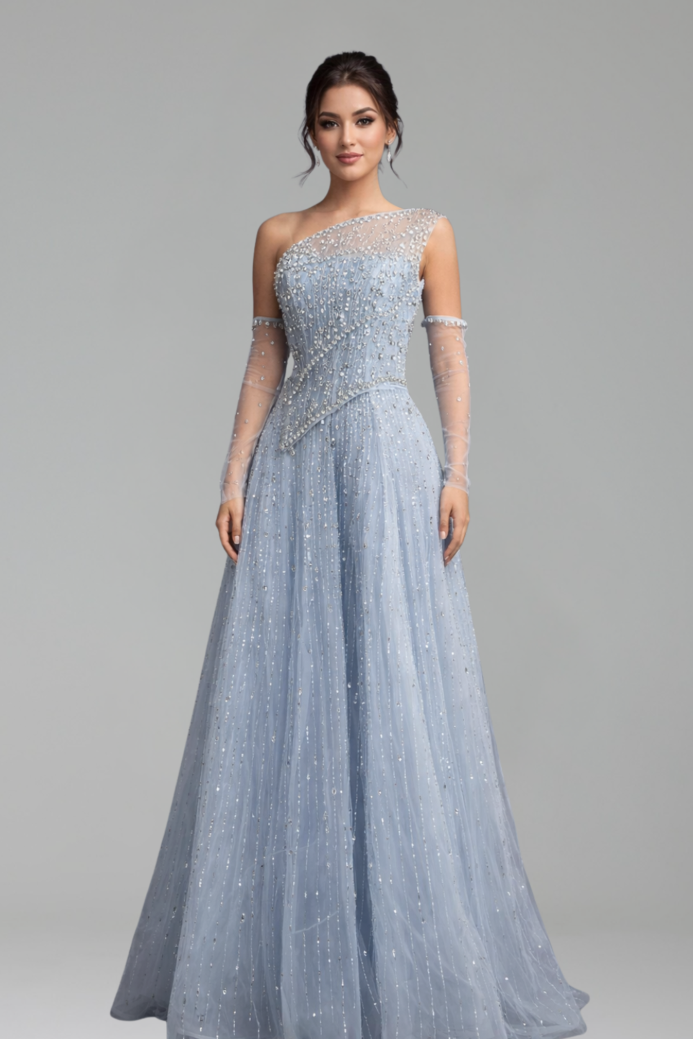 A Line Evening Dress Crystal Beaded - LAROSABRIDE