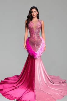 Rosé Feather Illusion Gown-Larosabride