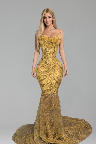 Off-Shoulder Embellished Gown - LAROSABRIDE