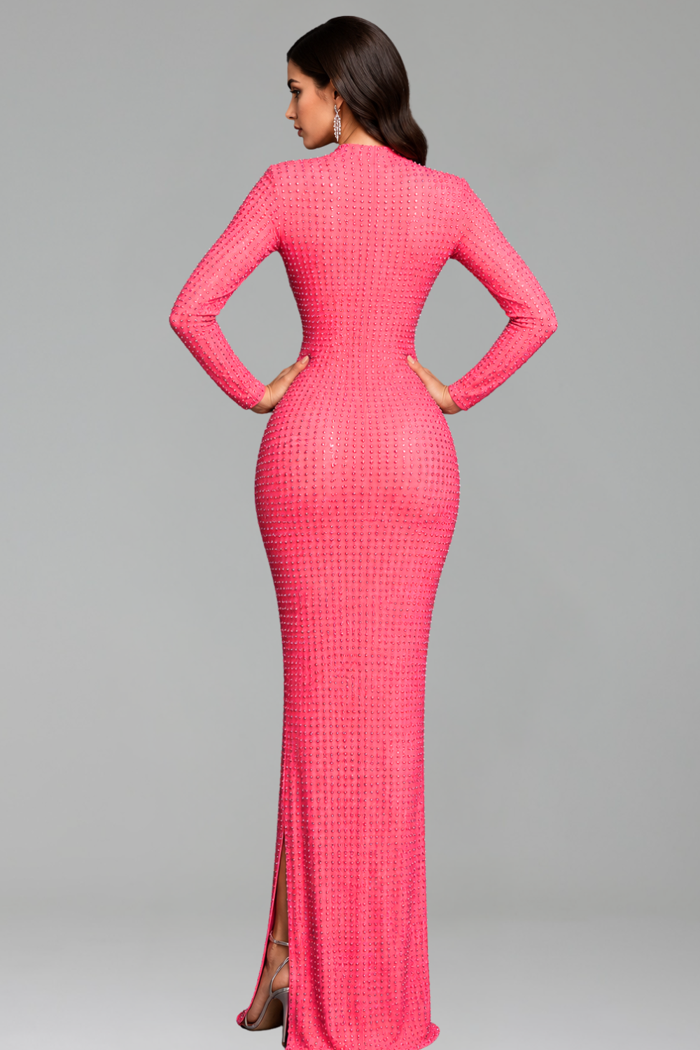 Crystal Studded Column Gown - LAROSABRIDE