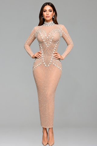 Embellished High-Neck Illusion Gown - LAROSABRIDE