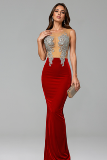 Crystal Illusion Velvet Gown - LAROSABRIDE