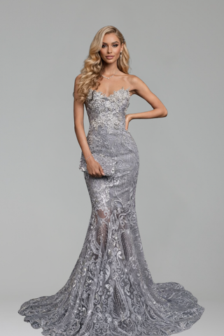 Strapless Lace Mermaid Evening Dress - LAROSABRIDE